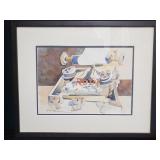 Pencil signed watercolor painting on paper