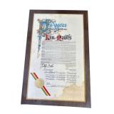 Lou Rawls City of Los Angeles Resolution plaque