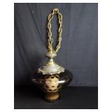 Mid century glass and brass hanging light fixture