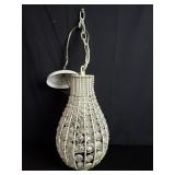 Mid century metal and glass hanging light