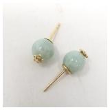 14k gold and jadeite stud earrings