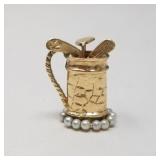 14k gold and pearl golf club bag charm