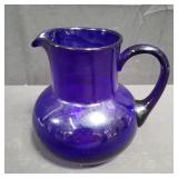 Cobalt blue glass pitcher