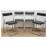 4 chrome & faux leather folding chairs, made in