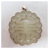 14k gold Asian style stone pendent