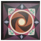 Signed southwest style abstract oil painting on