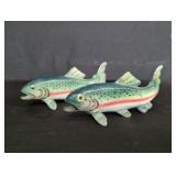 Pair of Japanese ceramic trout salt and pepper
