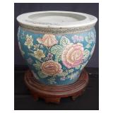 Chinese porcelain floral planter with stand