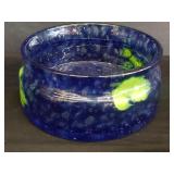Vintage blue and yellow art glass bowl