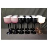 Collection of tall champagne glasses