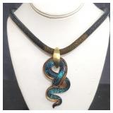 Murano glass snake pendant necklace