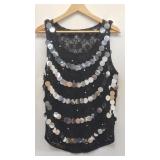 Sequins black lace tank top