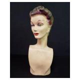 Vintage department store plastic mannequin bust