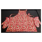 Chili pepper oven mitts and apron