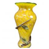 Signed Bacchus hand blown studio art glass vase