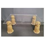 Acrylic display stand with composite tassel legs