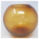 Hand blown amber glass vase