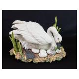 Signed Goebel porcelain mother swan figure
