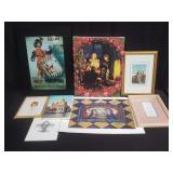 Group of prints and oil on canvas