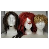 Group of three wigs