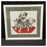 Framed Dalmatian needlepoint art