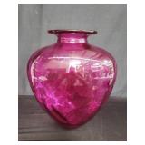 Large magenta glass vase