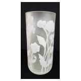 Frosted glass floral vase