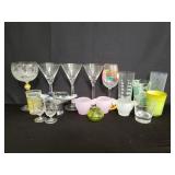 Collection of glass stemware vase, bowls, etc.
