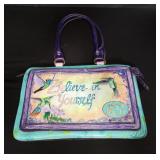 Custom hand painted leather bag