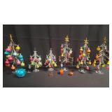 Group of glass Christmas trees and Christmas