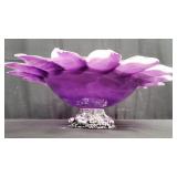 Hand blown art glass footed center bowl