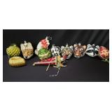 Collection of glass animal Christmas ornaments