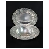 Pair of Mariposa aluminum serving tray and bowl