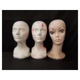 Group of Styrofoam mannequin heads