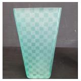 Signed Penelope Wurr art glass checkered vase