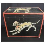 Hand painted wood storage trunk