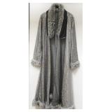 Bedazzled gray coat with faux fur accents