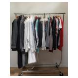Rack of clothes, coat, bathrobe, button down