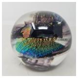 Signed cut glass paperweight