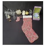 Group Christmas ornaments and stocking