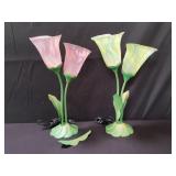 Pair of floral table lamps