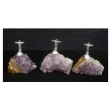 Group of amethyst quartz cluster with metal