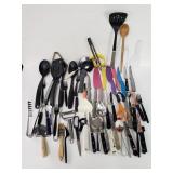 Kitchen utensils: knives, serving spoons, etc