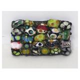 Dani Butler signed art glass and metal belt buckle