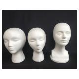 3 Styrofoam mannequin heads