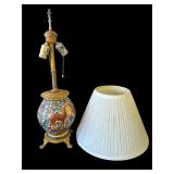 Vintage hand painted ceramic & metal table lamp