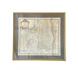Framed antique Poland map