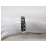 Sterling silver open cuff bracelet with floural