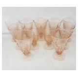 Group of depression glass-footed tumblers
