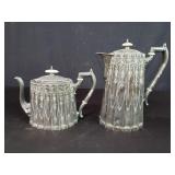 Pair of antique silver plate teapots